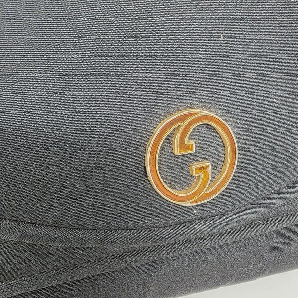 Vintage 70s Gucci Blondie GG Canvas Purse Clutch Brass Chain Made in Italy Black - Picture 3 of 14